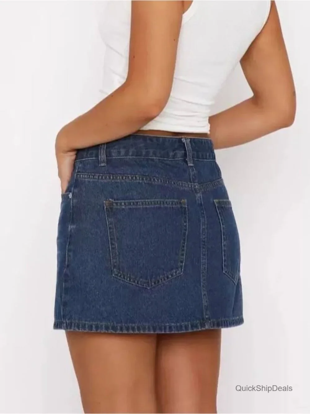 Y2K Denim Mini Skirt Sexy Bodycon Stretchy High Waist Jean Skirts for Women